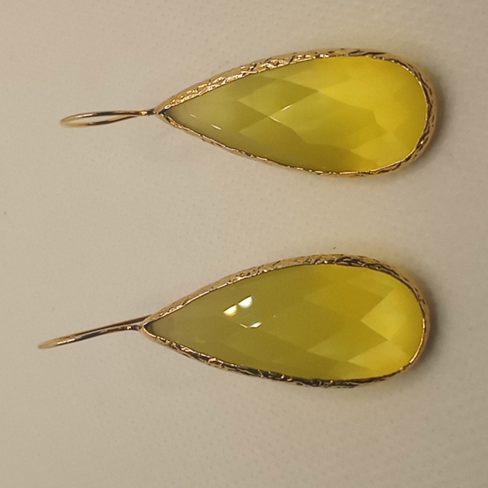 🆕 Yellow Agate Teardrop Earrings